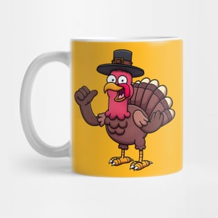 Happy Turkey With Pilgrim Hat Mug